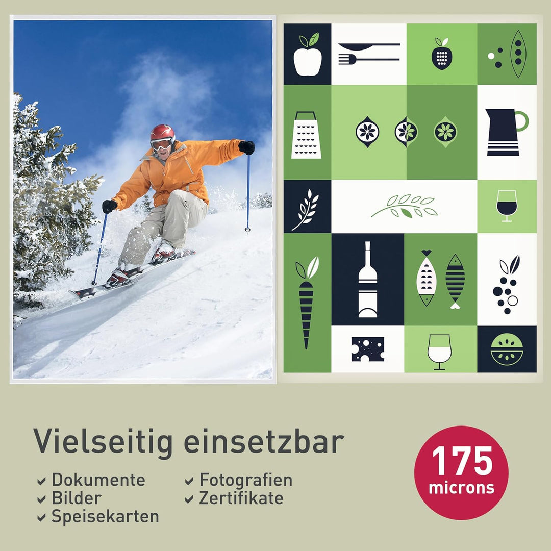 Leitz Heisslaminierfolien A4 175 mic, Laminierfolien in Premium-Qualität im 100er Pack, Glänzend, Tr