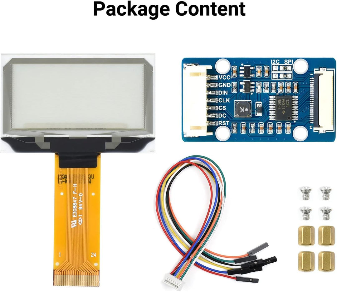 Waveshare 1.51inch Transparent OLED 128×64 Resolution Light Blue Color Display Compatible with Raspb