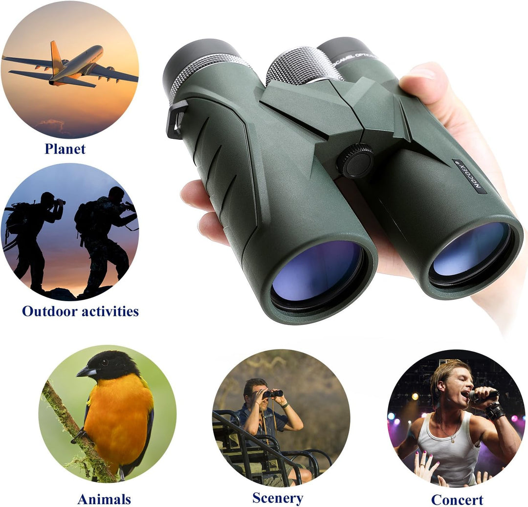 NOCOEX 10x42 Fernglas Erwachsene，Hochleistungs Vergrösserung Tragbar Ferngläser，Ideal für Vogelbeoba