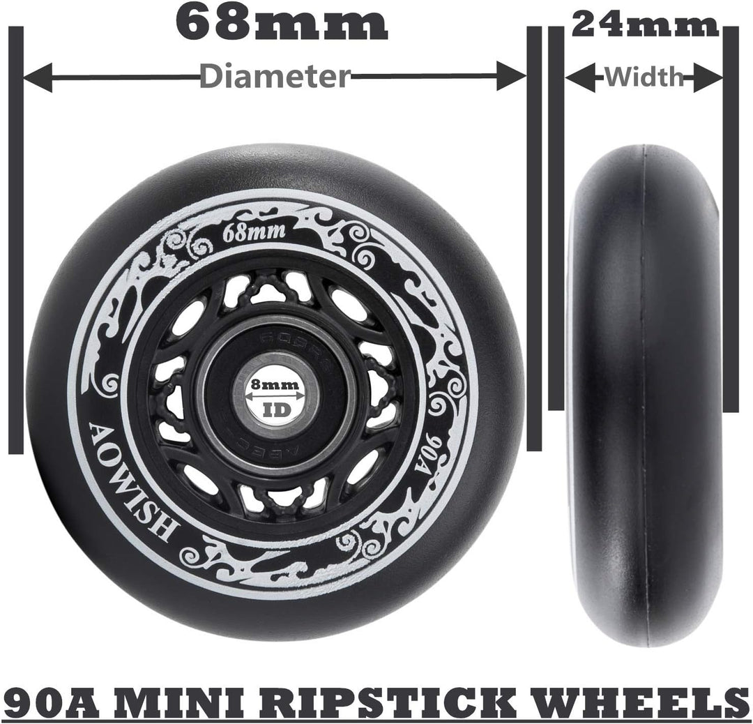 AOWISH Inline-Skate-Rollen 85A (8 Stück) Kinder Einsteiger Roller Ersatzrad Schwarz, schwarz