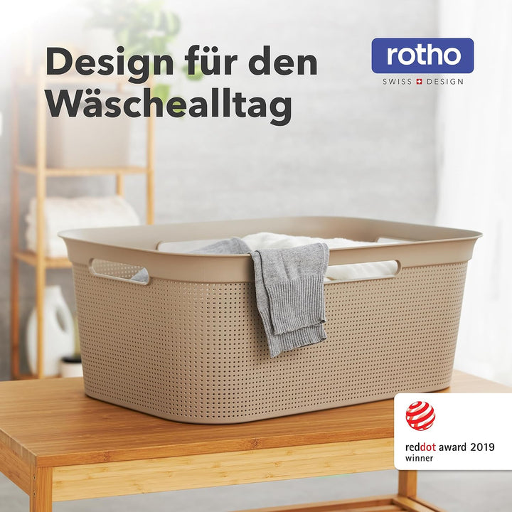 Rotho Brisen 4er-Set Wäschekorb 40l, Kunststoff (PP) BPA-frei, beige, 4 x 40l Cappuccino, Cappuccino