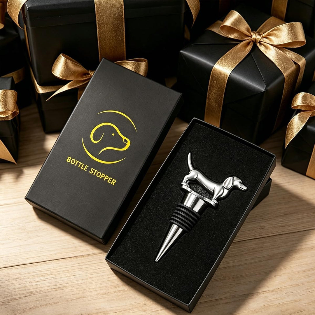 LKKCHER Dackel Geschenke, Dackel Weinflaschenverschluss, Dackel Deko Geburtstagsgeschenk Weingeschen