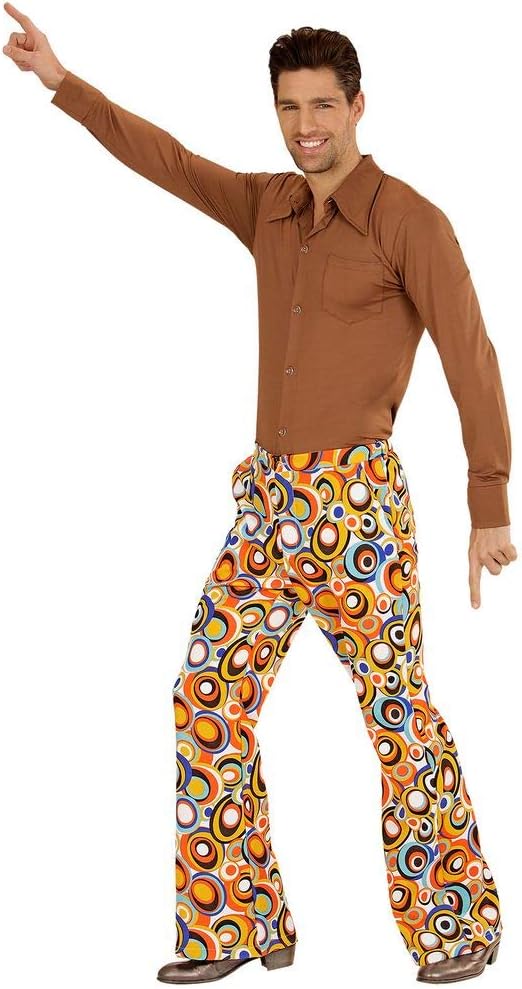 shoperama 70er Jahre Retro Herren Hose mit und ohne Muster Disco Kostüm Siebziger Schlager, Grösse:S