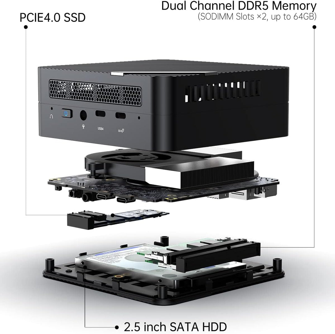 MINIS FORUM Venus Series UM773 Lite Mini-PC AMD Ryzen 7 7735HS, genau 4,75 GHz, 32 Go DDR5 1 bis PCI
