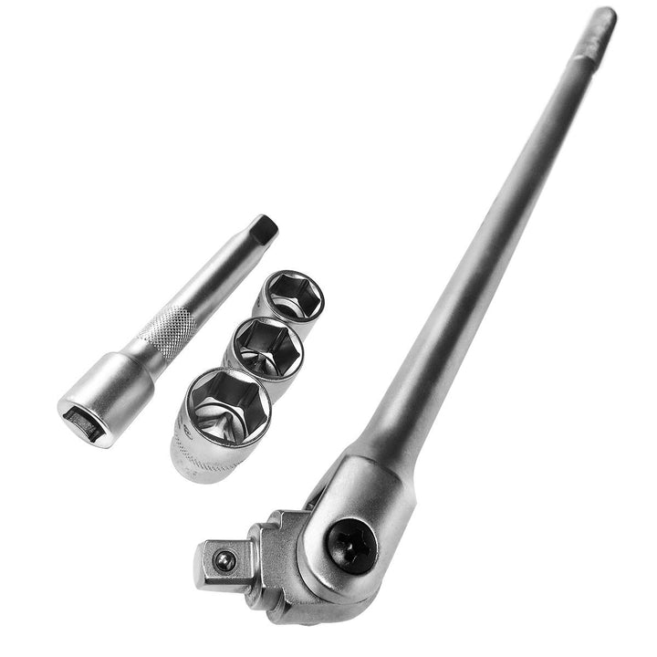 S&amp;R Gelenkgriff SET 1/2" 600 mm, Ø 16 mm, Steckgriff Verlängerung 125 mm und Einsätze Nüsse 17mm, 19