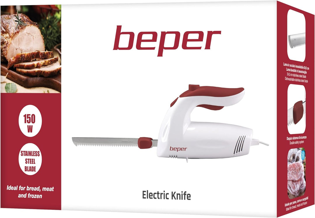 BEPER BP.790 – Elektrisches Küchenmesser für Fleisch, Brot, Tiefkühl, Käse, Obst und Gemüse, Doppelk