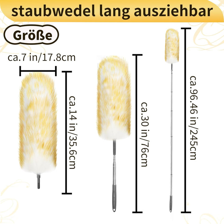 245 cm Staubwedel Lang Ausziehbar Made of Coldformed Aviation Aluminum, Precision Processed and Anod
