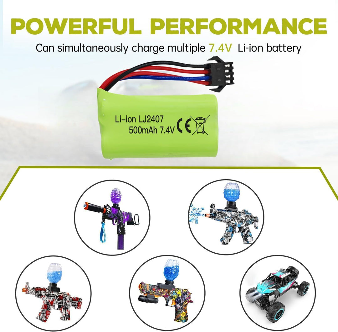 2PCS 7.4V 500mAh SM-4P Plug Lithium Akku für EC16 DE85 RC Boot/Schiffsmodell/Automodell