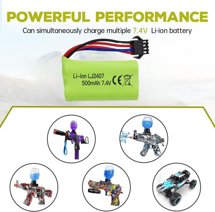 2PCS 7.4V 500mAh SM-4P Plug Lithium Akku für EC16 DE85 RC Boot/Schiffsmodell/Automodell