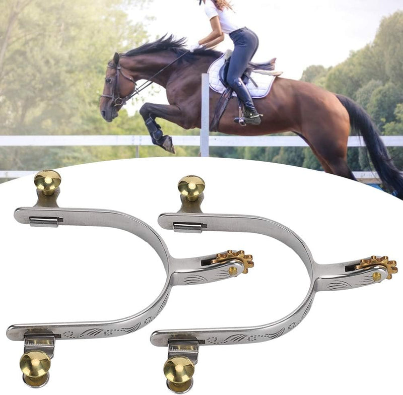 Fdit 2Pcs West Cowboy Style Spur Straps mit Messing Rowel Belt Button für Pferde, Ponys, Esel Rostpr