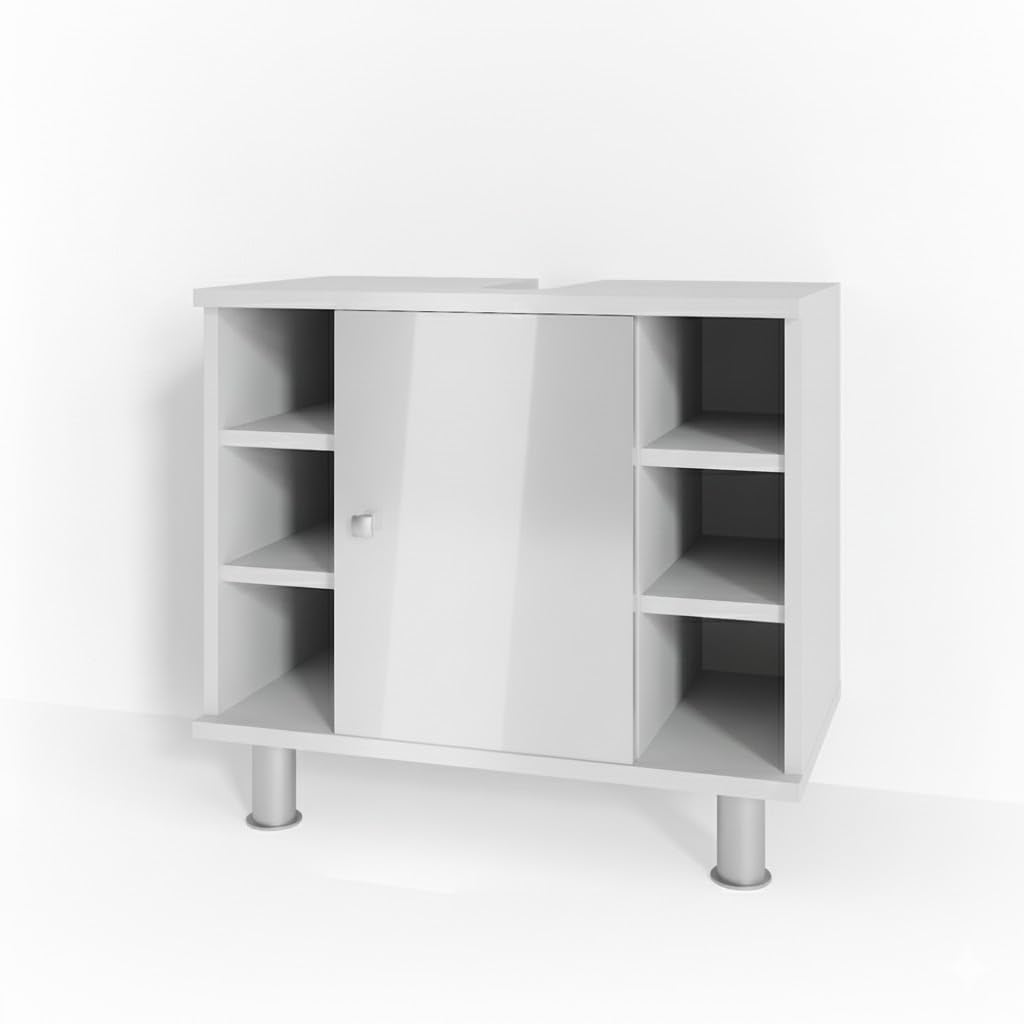 Vicco Waschbeckenunterschrank Fynn, Weiss Hochglanz, 60 x 54 cm Weiss Hochglanz 60 x 54 cm, Weiss Ho