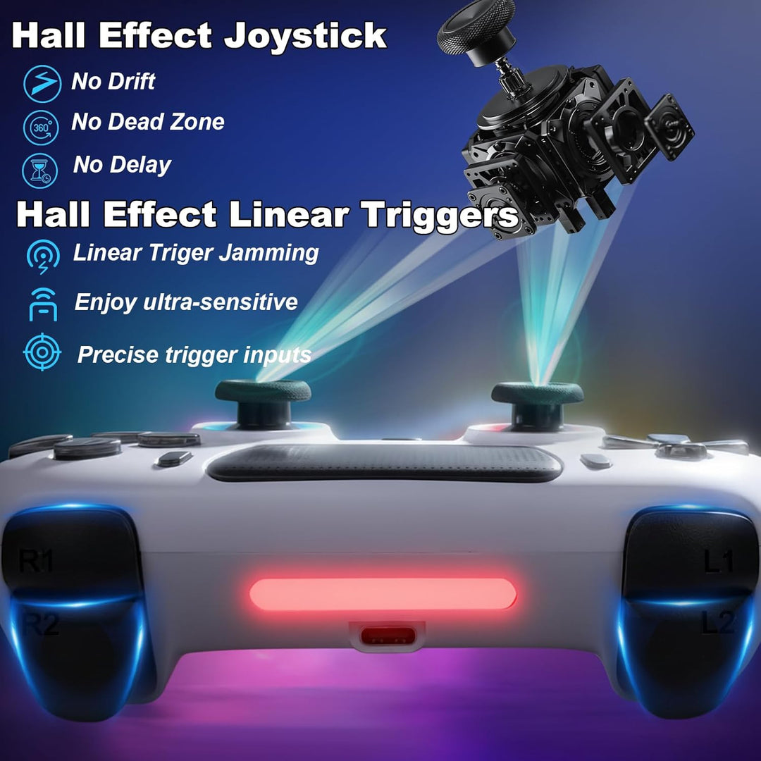 DuLingKer Wireless Controller Kompatibel für PS4/Pro/Slim, Hall Effect Controller mit Hall Joysitck/