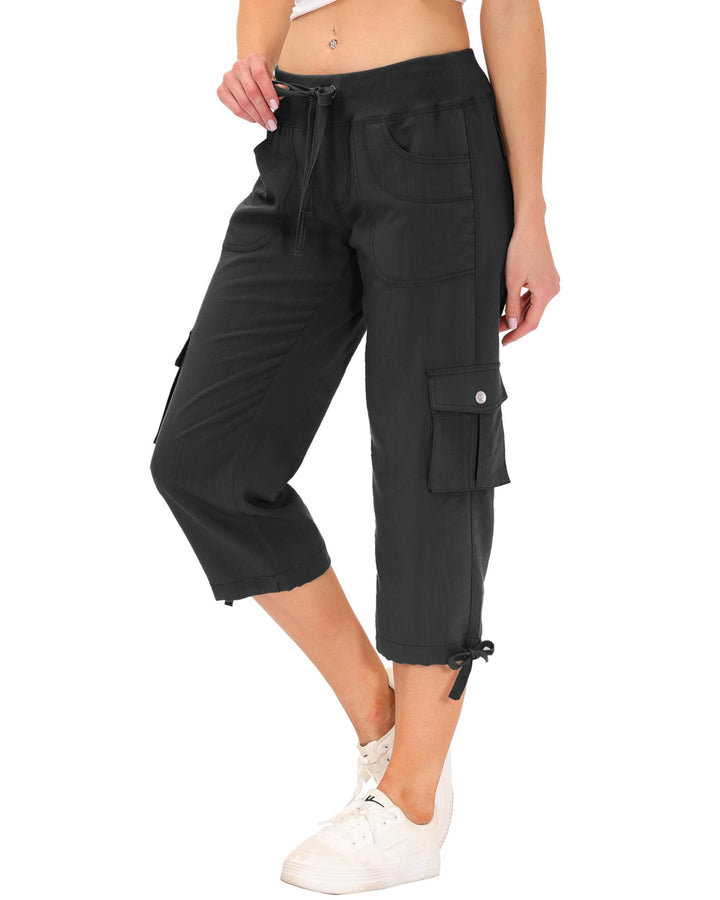 JINSHI Hosen Damen Sommer Cargohose 3/4 Hose Caprihose Freizeithose Wanderhosen Outdoorhose mit Mehr