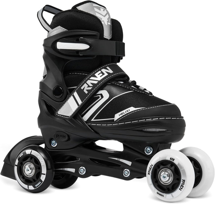 RAVEN Verstellbare 3in1 Inlineskates-Rollschuhe-Triskates Helixi Black/Mint 34-37 (21cm-23,5cm) Heli