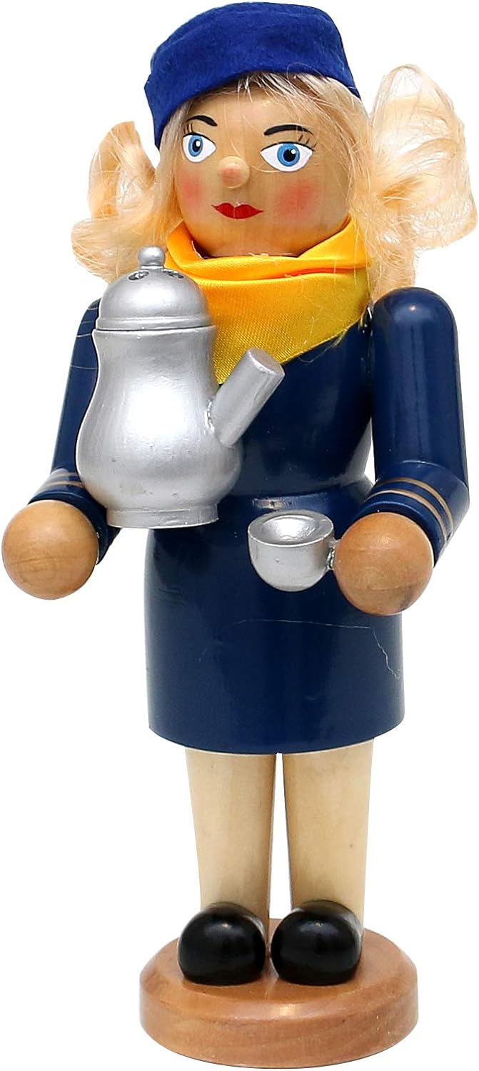 Dekohelden24 Holz Räucherfigur/Räucherfrau als Stewardess/Flugbegleiterin, L/B/H: 10,5 x 8 x 19,5 cm