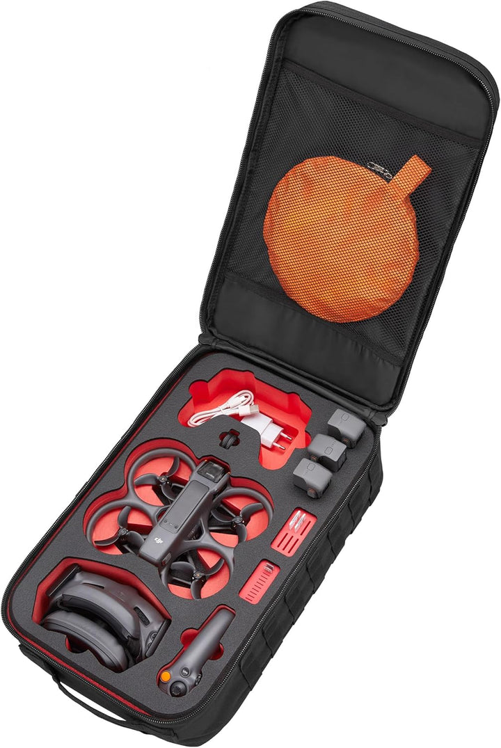 TOMcase Profi Rucksack für DJI Avata 2 Fly More Combo und viel Zubehör | Drohnenrucksack - wasserabw