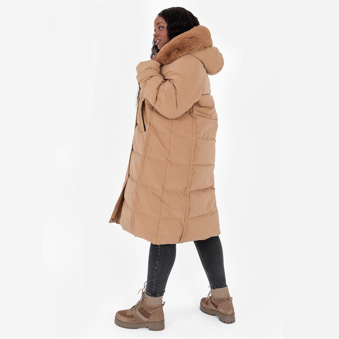 Lovedrobe Damen Ladies Plus Size Winter Jacket for Women Curve with Detachable Faux Fur Pockets Hood