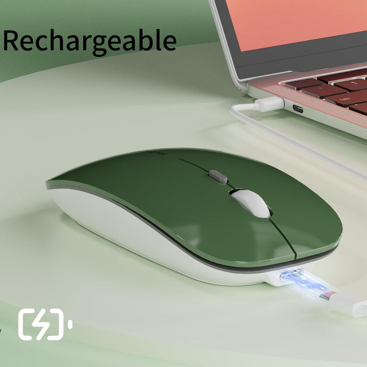 Uiosmuph Q5 Kabellos Maus, Wiederaufladbar Funkmaus 2.4G Leise Funkmaus Ultra Dünn Wireless Computer