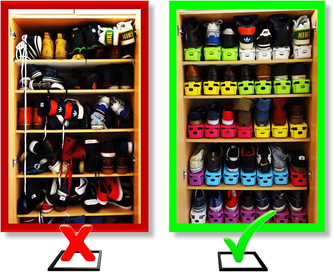 16 x Verstellbarer Profi Schuhstapler Schuhorganizer Schuhhalter – Magic Shoe Rack Organizer - Spars