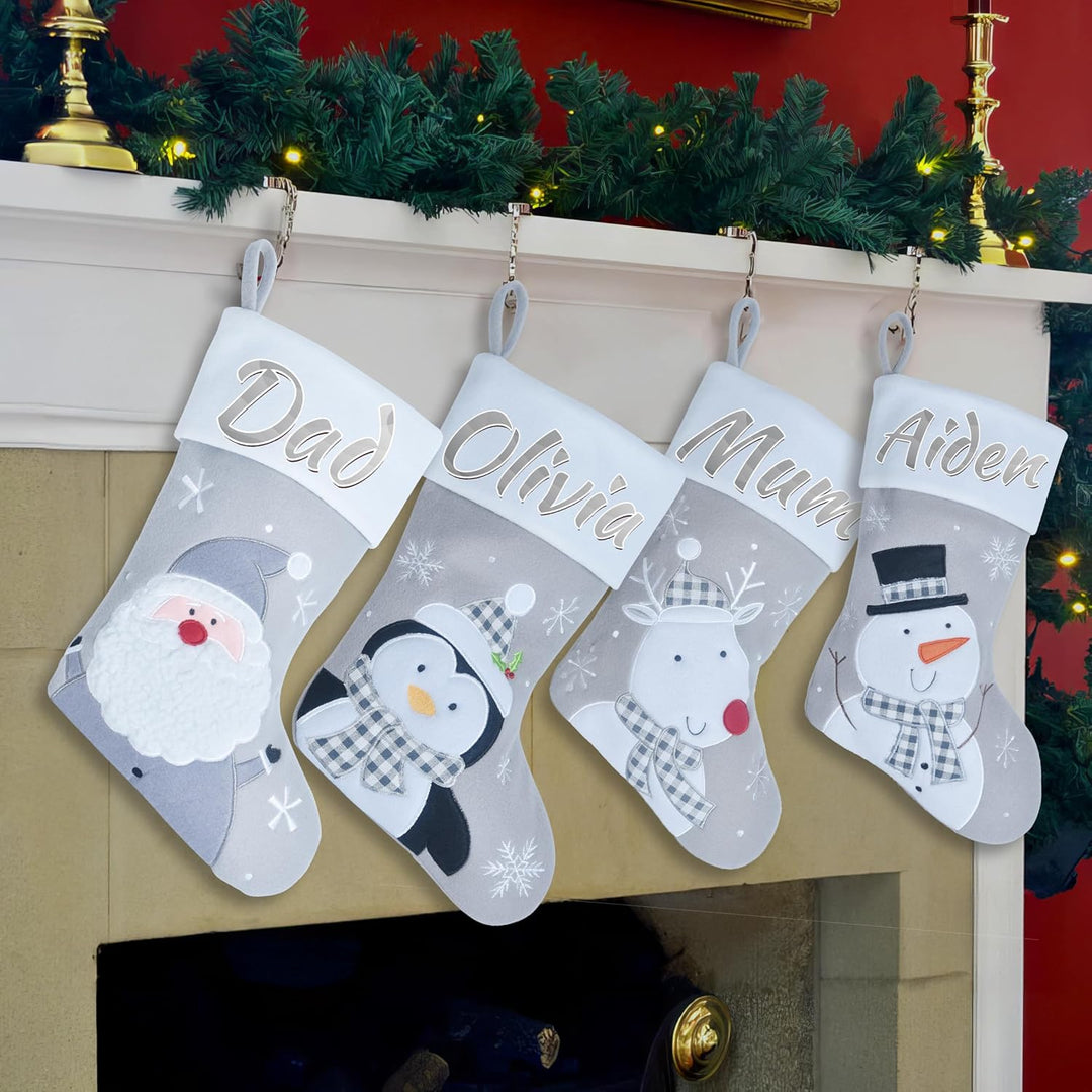 Varsany Hochwertige Weihnachtsstrümpfe mit Weihnachtsmann-Motiv, personalisierbar, personalisierbar,