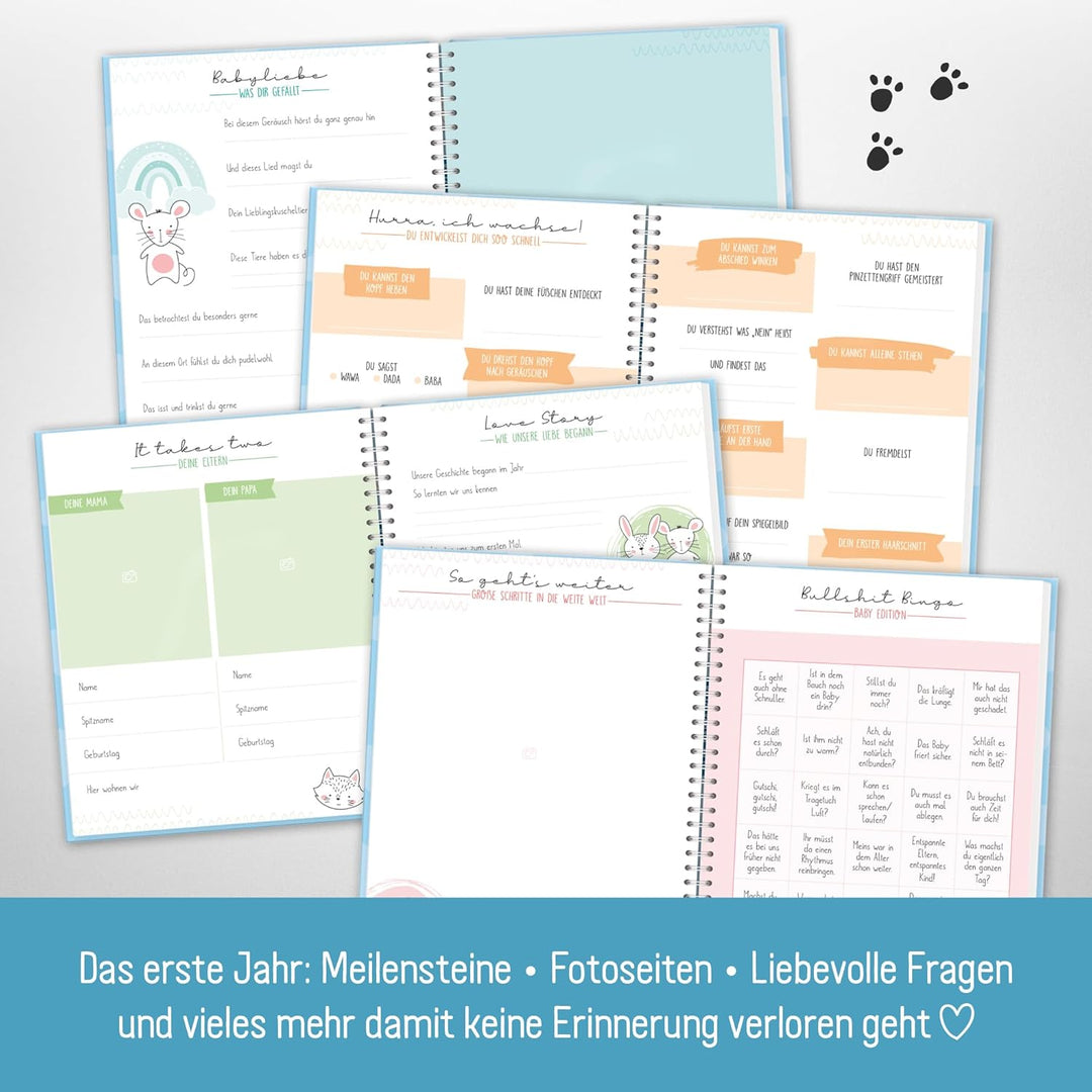 Häfft® Babyalbum "Little Rocket" Baby-Tagebuch für Schwangerschaft und das erste Jahr - Erinnerungsa