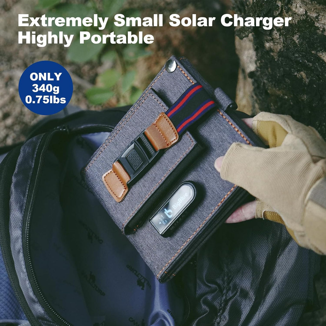 BigBlue 14W Solar Ladegerät Tragbar, Taschengrösse Solarpanel 1-Port USB(5V/2.4A) & IPX4 wasserdicht