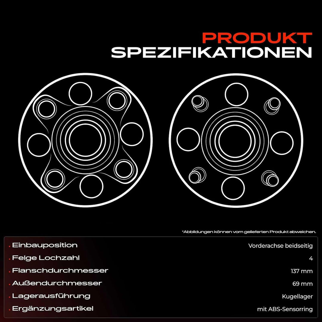 Radnabe Radlagersatz Vorne für Colt CZC Cabriolet RG Colt VI Z3_A Z2_A Forfour 454 2004-2012 32970