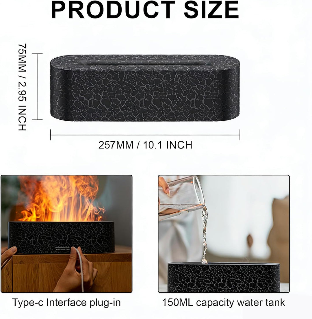 Air Diffuser, 7-Farben-Flammen-Desktop-Luftbefeuchter Mit 3-Gang-Timing Und Automatischer Abschaltfu