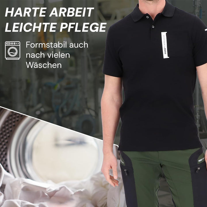 PUMA Workwear Advanced – Poloshirt Herren Kurzarm – Arbeitsshirt mit Brusttasche und Utility Fach an