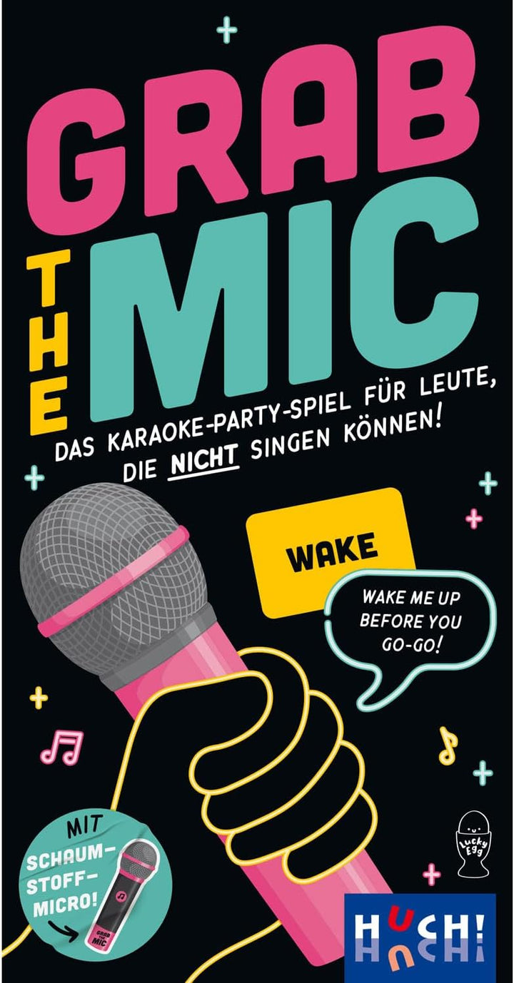 HUCH!, Grab The Mic Spiel Deutsch, Karaoke Spiel mit lustigen Songtext-Challenges, Partyspiele lusti