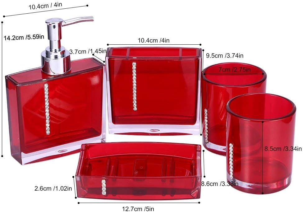 Yosoo 5-Stück Erstklassig Badezimmer Set (aus Hochwertige Acryl mit Diamanten) Bad Accessoire Set Lo