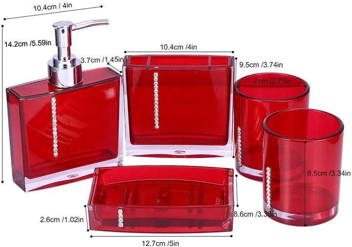 Yosoo 5-Stück Erstklassig Badezimmer Set (aus Hochwertige Acryl mit Diamanten) Bad Accessoire Set Lo