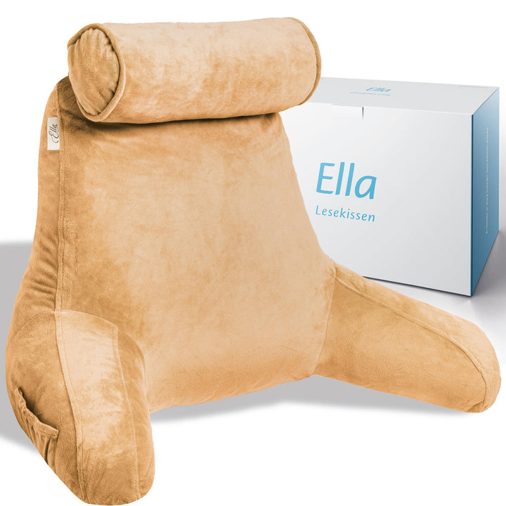 Ella Lesekissen für Bett und Sofa mit Abnehmbarer Nackenrolle - Rückenkissen Bett - Reading Pillow a