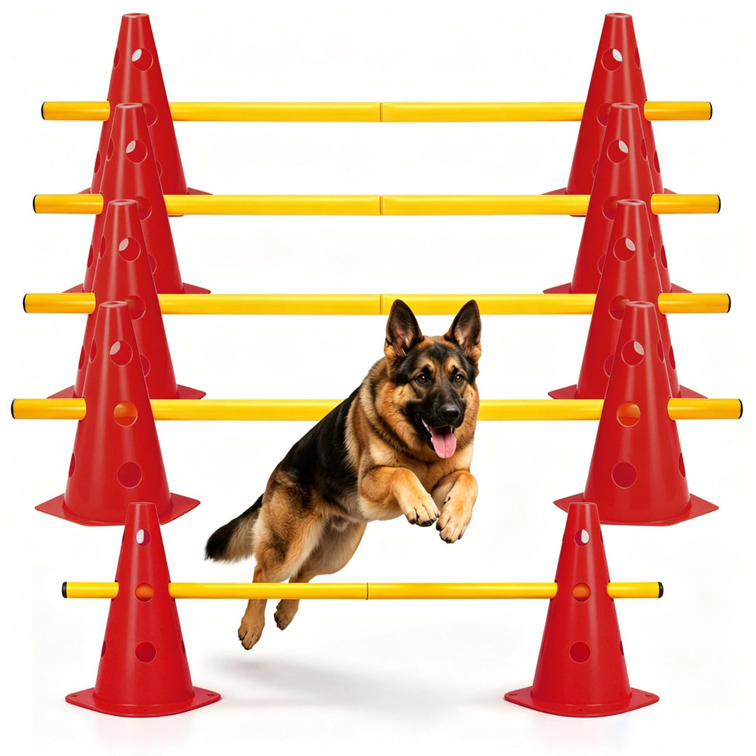 Agility Set Hunde, Agility Trainingsgerät Sports Cavaletti Hunde Steckhürdenset, Kegel Trainingshürd