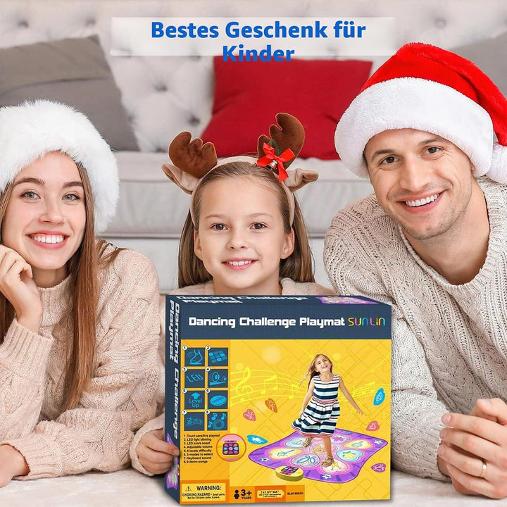 SUNLIN Tanzmatte Spielzeug Geschenk für Mädchen von 3 4 5 6 Jahren, Tanzunterlage mit LED-Lichtern,