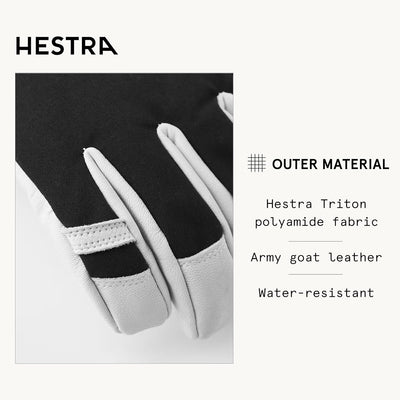 HESTRA Army Leather Heli Skihandschuh - Klassischer 5-Finger-Schneehandschuh zum Skifahren, Snowboar