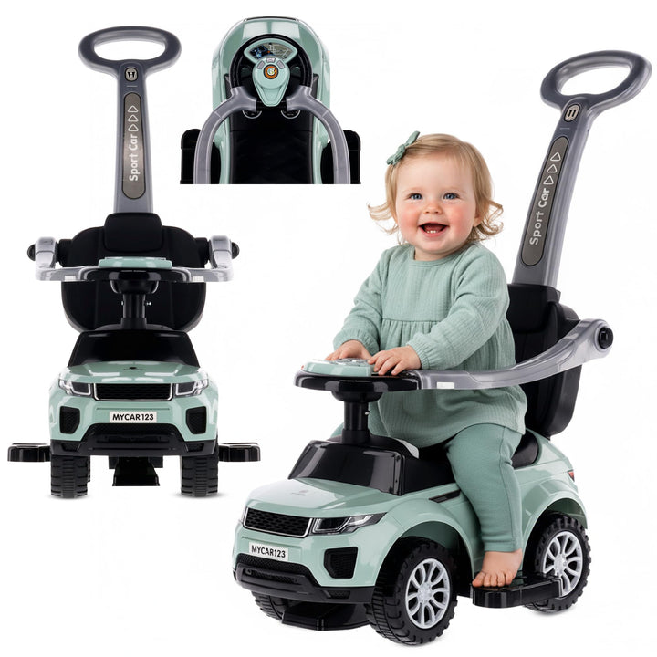 4in1 Kinderauto Rutschauto ab 2 Jahre und Schiebeauto mit Hupe und Musik, Rutschauto mit Stauraum un
