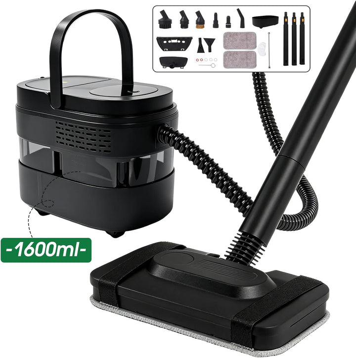 Dampfreiniger Boden 2500W, 3-stufig verstellbarer Griff und 3M Netzkabel, 1,6L Fassungsvermögen, Tra