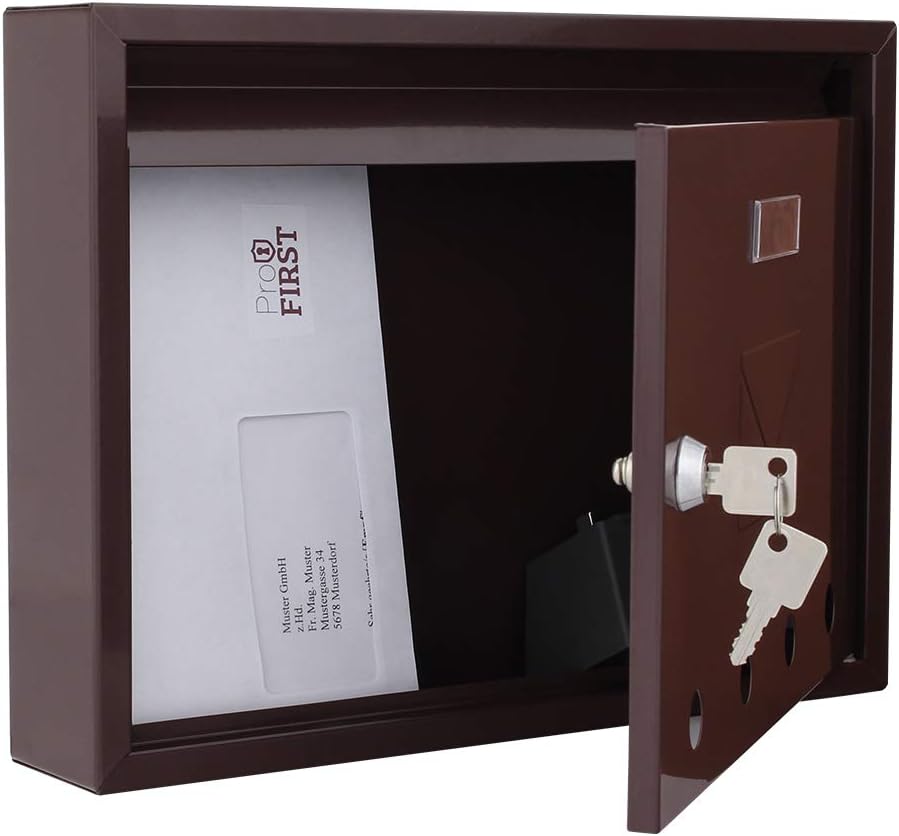 Profirst Mail PM 100 Briefkasten Braun Stahl HXB 32x24 cm Zylinderschloss 2 Schlüssel Namensschildha