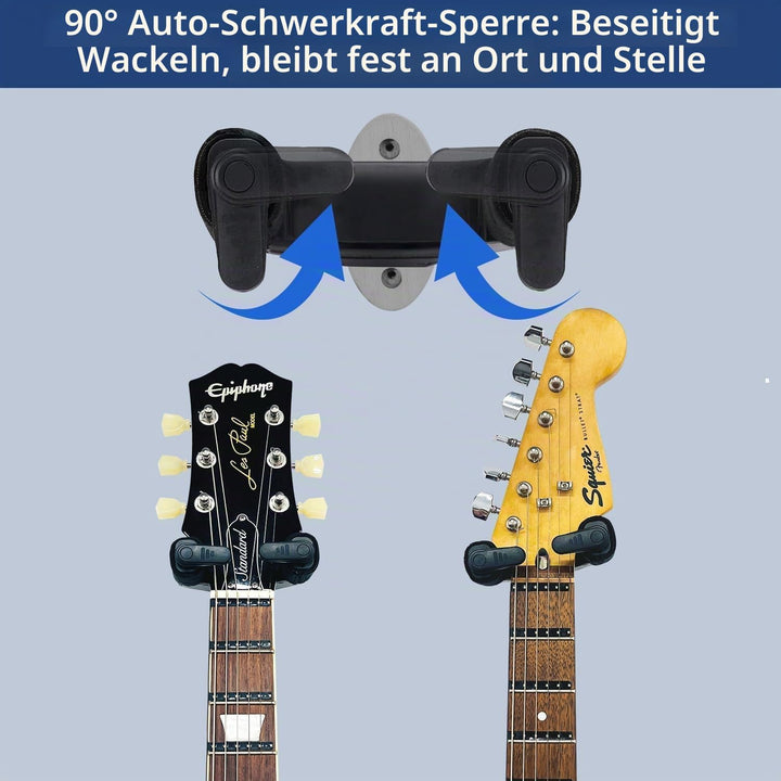 AH85 Gitarrenhalter für die Wand Holz mit Auto-Lock &amp; Drehmechanismus | Universeller Wandhalter für