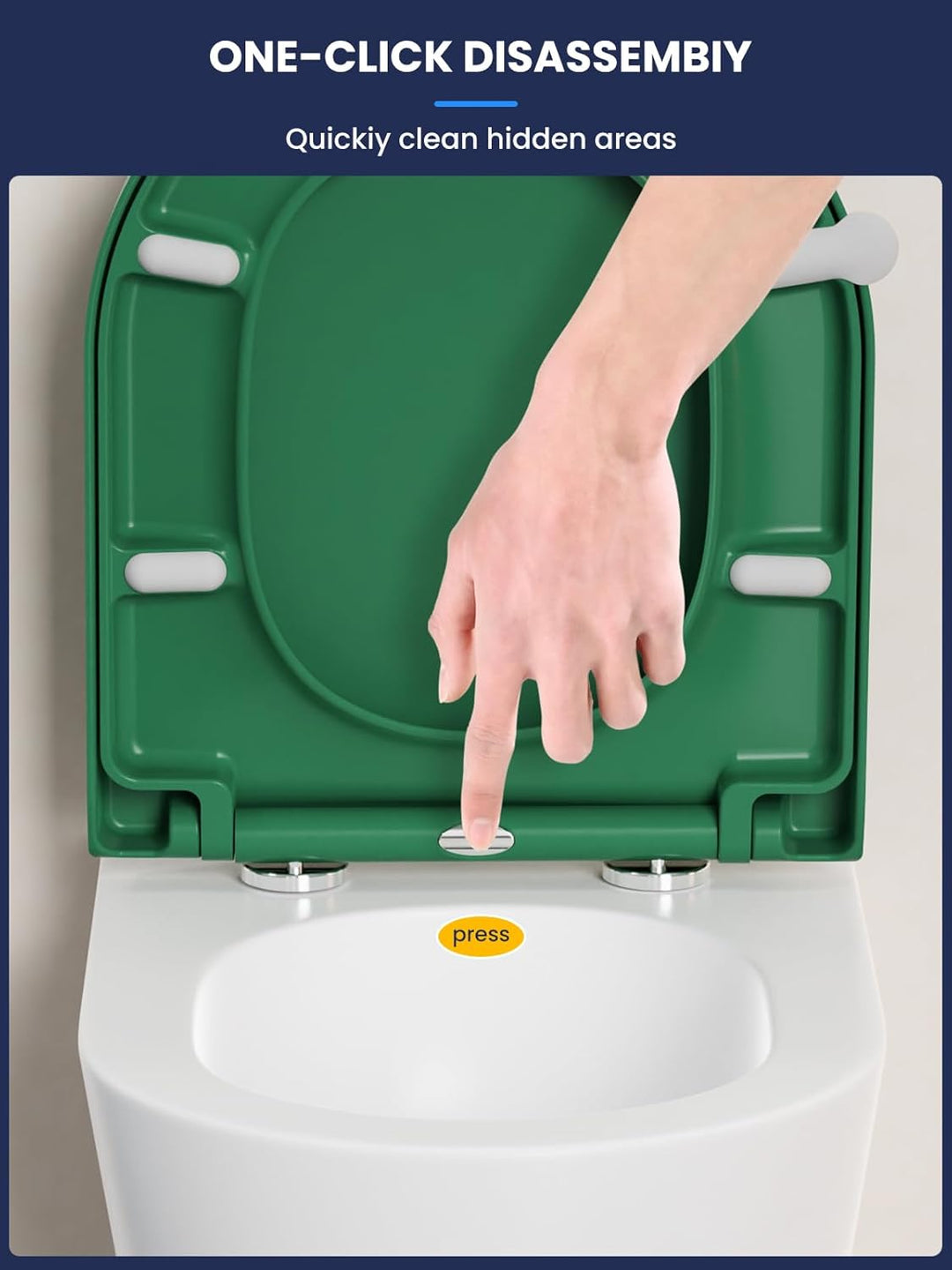 Toilettendeckel mit Absenkautomatik D-Form,YEAUPE PRO WC Sitz mit Puller Lid, Toilettensitz mit Quic
