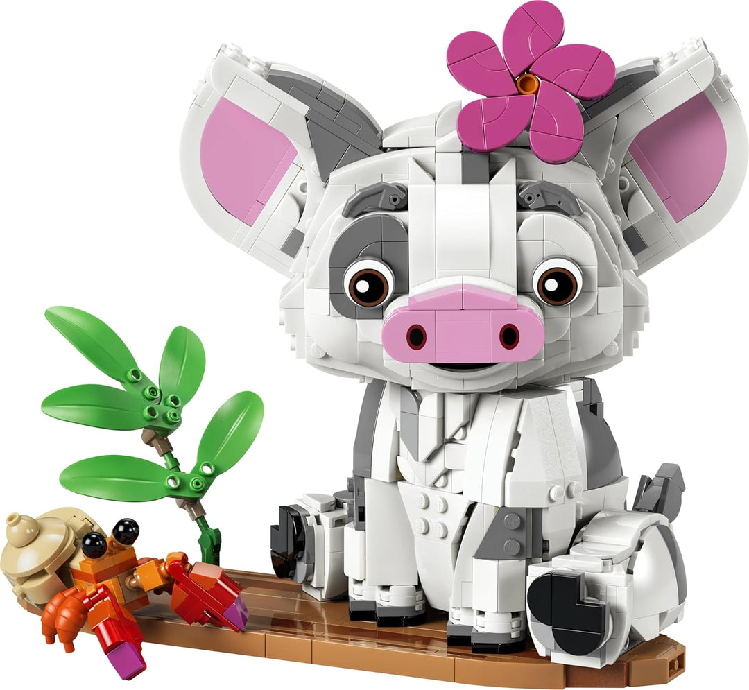 LEGO | Disney Vaiana Pua - Spielzeug Schwein mit Blume, Krabbe und Flossständer als Zimmerdeko - Geb