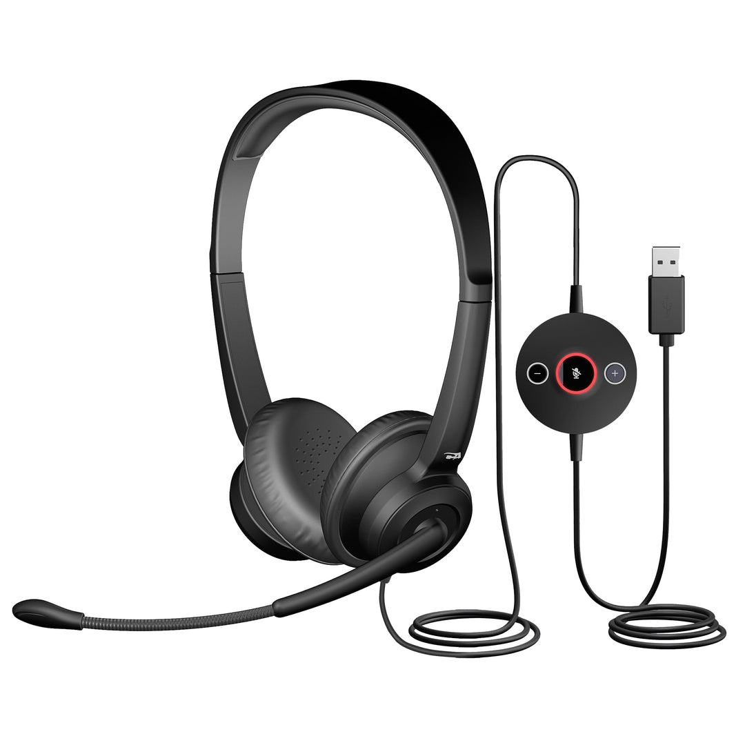 Cyber Acoustics Stereo-USB-Headset mit ENC (AC-204ENC) – Umgebungsgeräuschunterdrückung, Audio für A