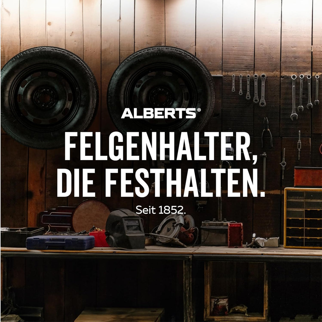 Alberts 801960 Felgenhalter-Set | Wandhalterung für Autofelgen | Reifenhalter mit überzogenem PVC-Sc