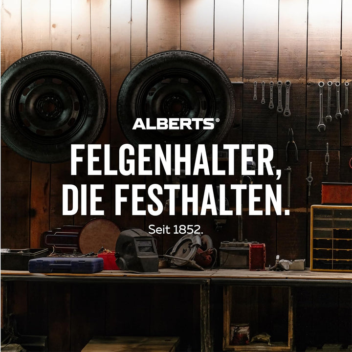 Alberts 801960 Felgenhalter-Set | Wandhalterung für Autofelgen | Reifenhalter mit überzogenem PVC-Sc
