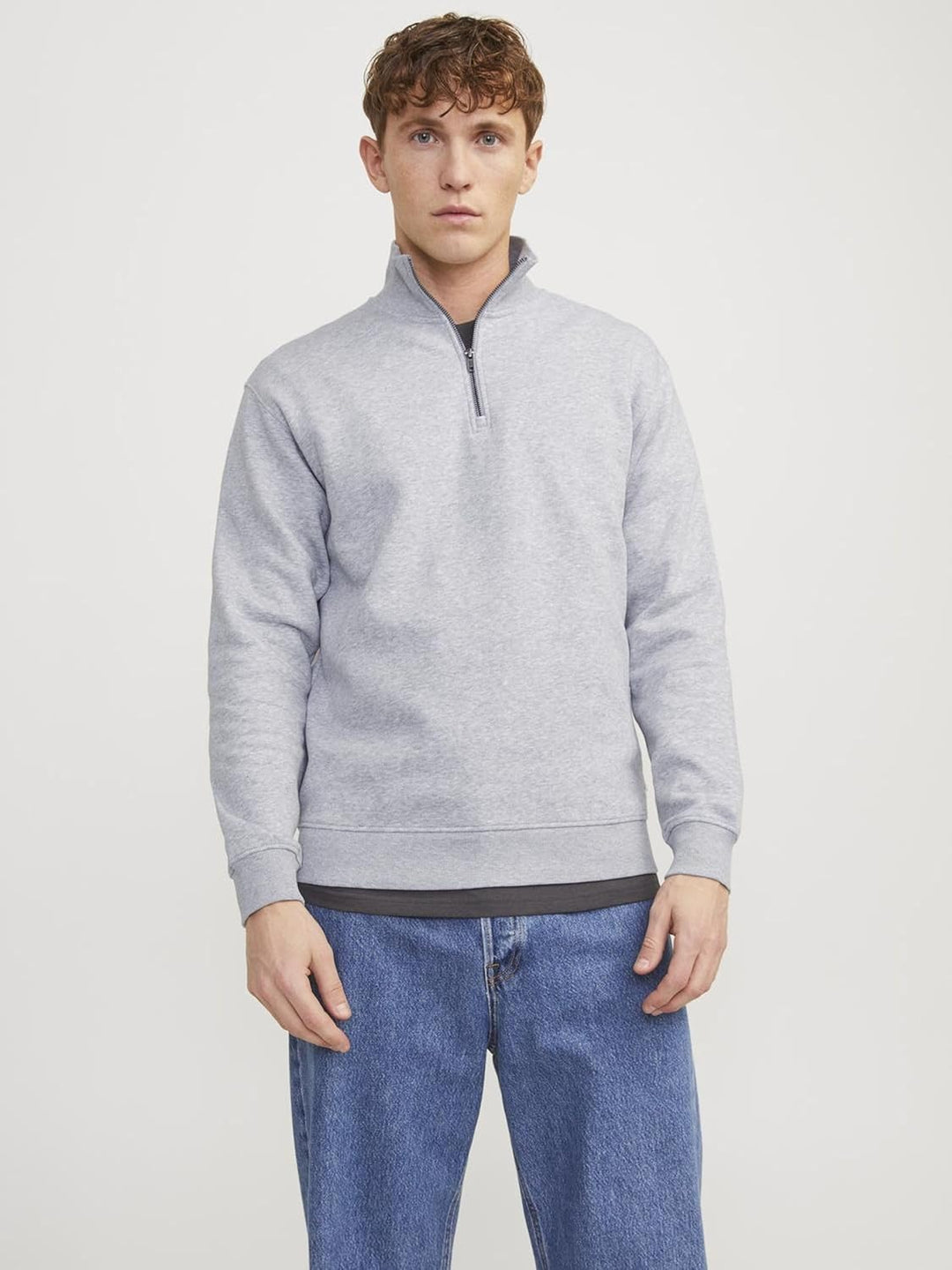 JACK & JONES Male Kapuzenjacke Einfarbig Kapuzenjacke Sweatshirt XS Light Grey Melange, Sweatshirt X