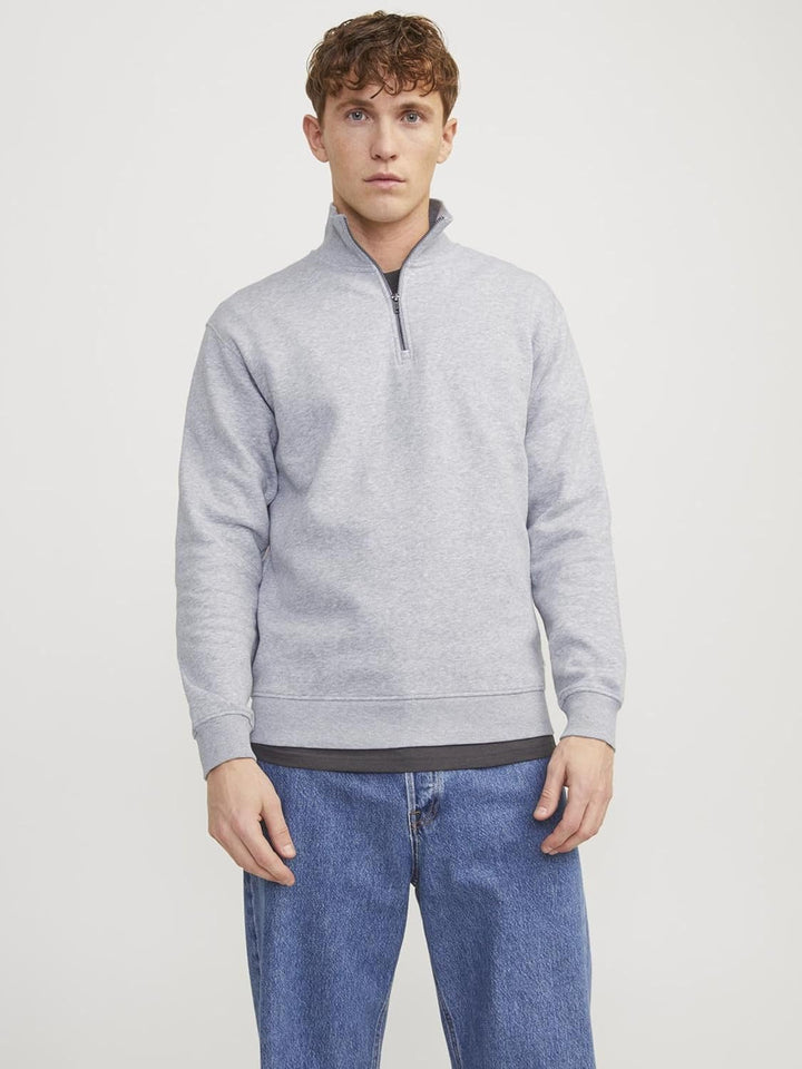 JACK & JONES Male Kapuzenjacke Einfarbig Kapuzenjacke Sweatshirt XS Light Grey Melange, Sweatshirt X