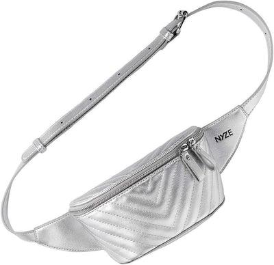 NYZE Damen Hip Bag - 100% Vegane Gürteltasche/Bauchtasche Silver, Silver