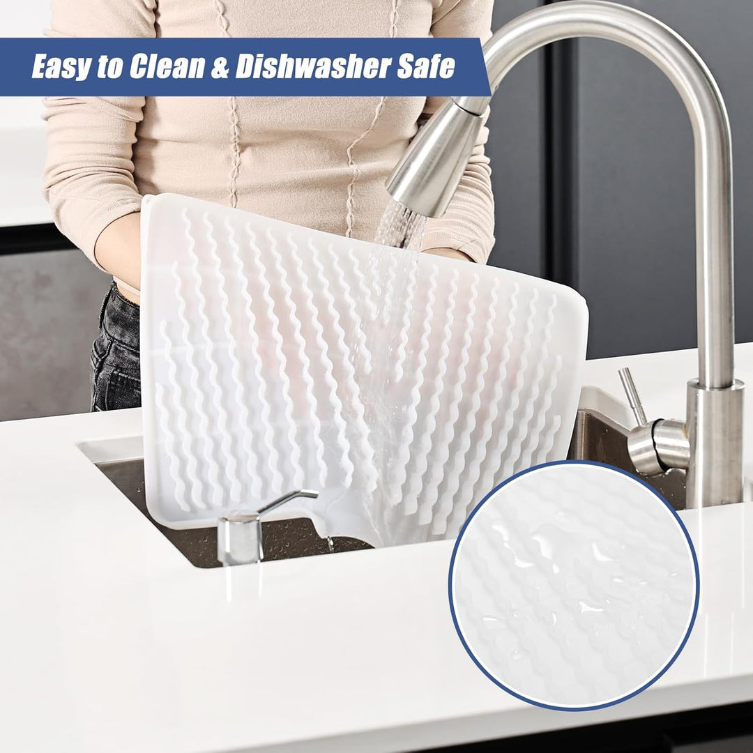 Abtropfmatte Ohne Falten 40x33x1.5cm | Silikon Abtropfmatte Geschirr für die Küche Spüle | Schrägdes