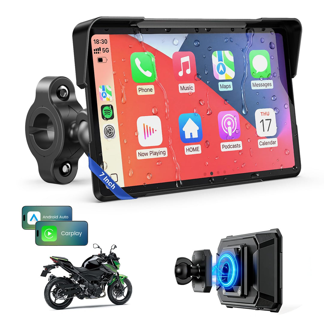 WonVon 7 Zoll Motorrad Carplay Display Motorrad Navigationsgeräte mit Motorrad Navi CarPlay & Androi